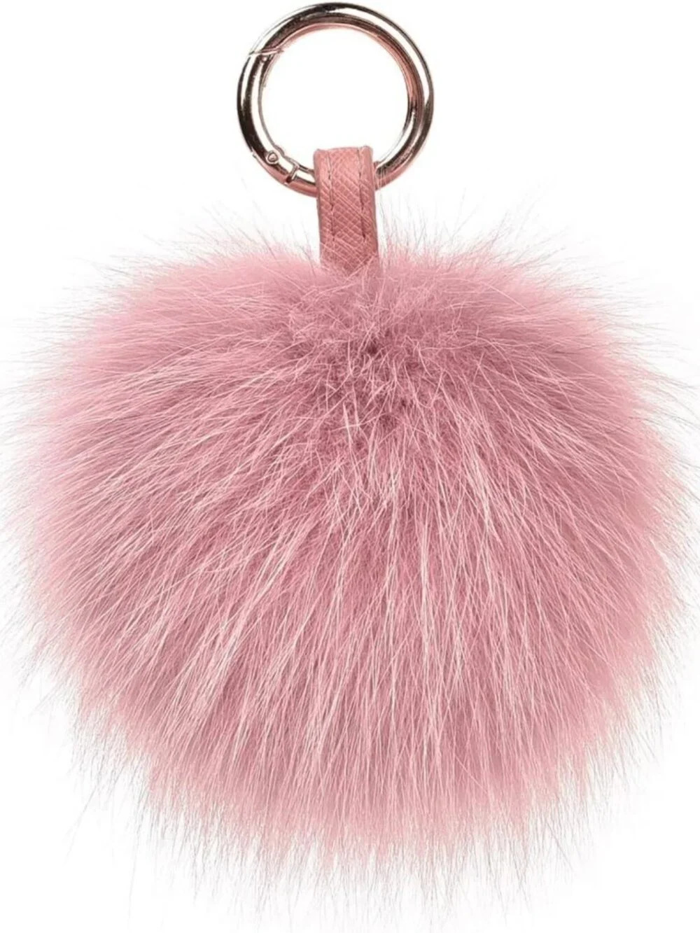 Fluffy Real Fox Fur Pompom Keychain - Large Furry Bag Charm Accessory